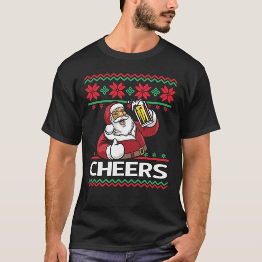 Weihnachtsmann Beer Drinking freut sich über hässl T-Shirt (Vorderseite)