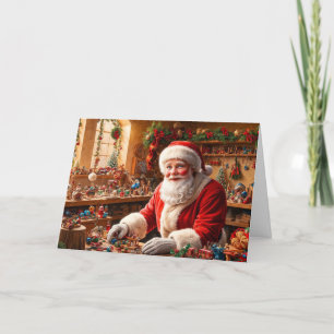 Weihnachtsmann bei der Arbeit in seiner Weihnachts Feiertagskarte