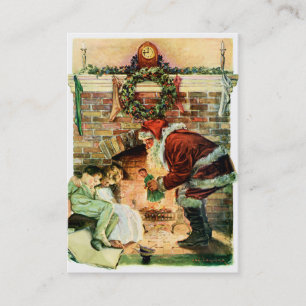 Weihnachtsmann bei der Geschenkübergabe Visitenkarte