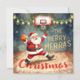 Weihnachtsmann beim Basketball-Weihnachtsessen-Par Feiertagskarte