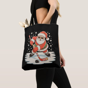 Weihnachtsmann beim Eishockey spielen Weihnachten Tasche