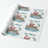 Weihnachtsmann beim Fischen Weihnachten Geschenkpapier (Ungerollt)