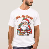 Weihnachtsmann beim Kekse stehlen erwischt Lustige T-Shirt (Vorderseite)