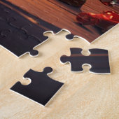 Weihnachtsmann beim Lesen eines Buches bei Kerzenl Puzzle (Seite)