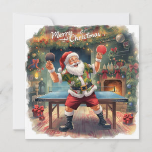 Weihnachtsmann beim Ping-Pong-Spiel in einem hawai Feiertagskarte