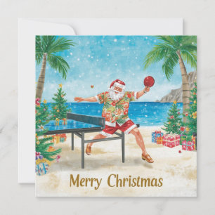 Weihnachtsmann beim Ping-Pong-Spiel in einem hawai Feiertagskarte