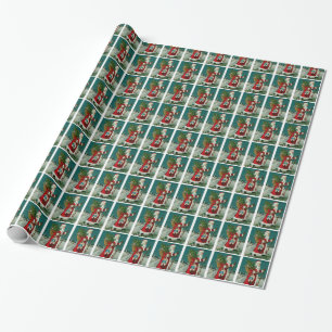 Weihnachtsmann beim Spaziergang Geschenkpapier