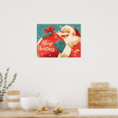 Weihnachtsmann bereitet Weihnachtsgeschenke vor Poster (Küche)