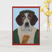 Weihnachtsmann Bernhardiner Karte (Gelbe Blume)