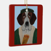 Weihnachtsmann Bernhardiner Keramikornament (Rechts)