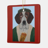Weihnachtsmann Bernhardiner Keramikornament (Links)