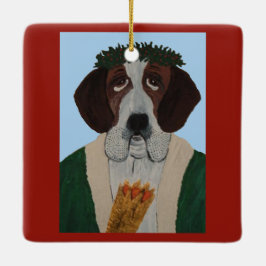 Weihnachtsmann Bernhardiner Keramikornament