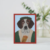 Weihnachtsmann Bernhardiner Postkarte (Stehend Vorderseite)