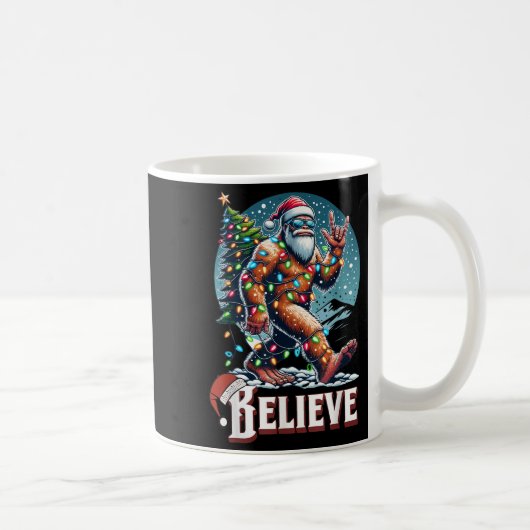 Weihnachtsmann Bigfoot Weihnachtslichter Lustiger  Kaffeetasse (Rechts)