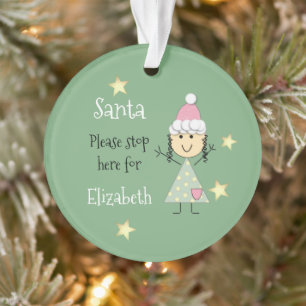 Weihnachtsmann bitte hier grün anhalten ornament