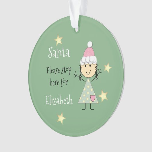 Weihnachtsmann bitte hier grün anhalten ornament (Vorderseite)