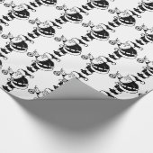 Weihnachtsmann Black & White Geschenkpapier (Ecke)