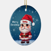 Weihnachtsmann Blau Keramik Ornament (Rechts)