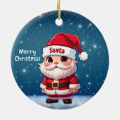 Weihnachtsmann Blau Keramik Ornament (Hinten)