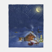 Weihnachtsmann-Blockhütte Winter Fleecedecke (Vorderseite)