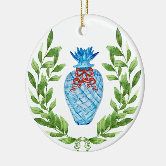 Weihnachtsmann Blue & White Ginger Jar Keramik Ornament (Links)