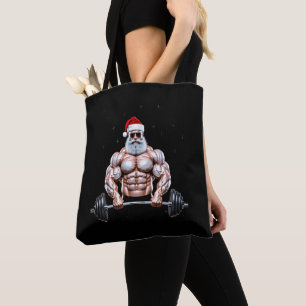 Weihnachtsmann Bodybuilder Gewichtheben Fitnessstu Tasche