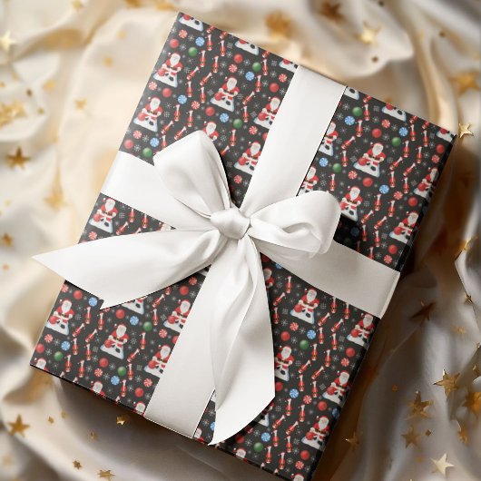 Weihnachtsmann Bowling-Muster Geschenkpapier