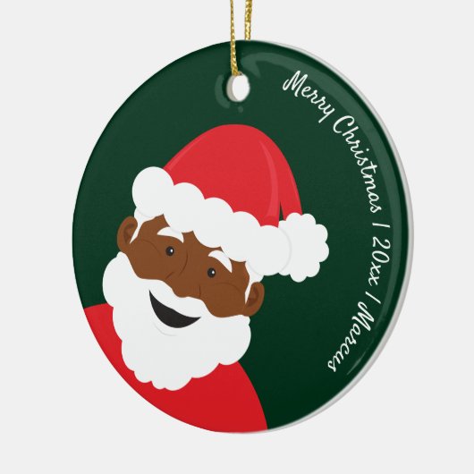 Weihnachtsmann Braun Hautname Jahr Frohe Weihnacht Keramik Ornament (Links)