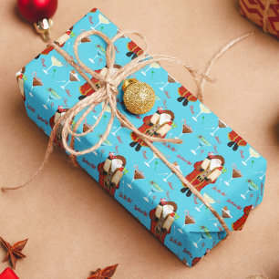 Weihnachtsmann bringt Feiertagsgetränke Geschenkpapier