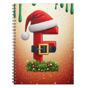Weihnachtsmann Buchstabe F mit Weihnachtskranz Akz Notizblock