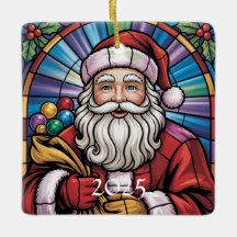 Weihnachtsmann-Buntglas-Kunst – Farbige Weihnachte