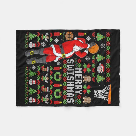 Weihnachtsmann-Bysketbyll-Spieler - Slam Dunk Ugly Fleecedecke (Vorderseite (Horizontal))