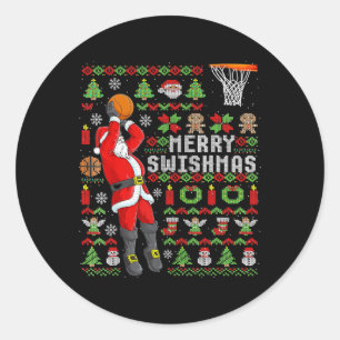 Weihnachtsmann-Bysketbyll-Spieler - Slam Dunk Ugly Runder Aufkleber