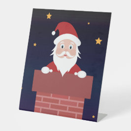 Weihnachtsmann Cartoon Weihnachten Nacht den Kamin Sockelschild