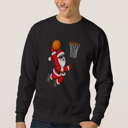 Weihnachtsmann Claus Dunking Basketball Sweatshirt (Vorderseite)