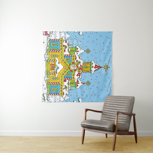 Weihnachtsmann,Claus,Haus,Winter,Frost,gr Wandteppich (Beispiel (Horizontal))