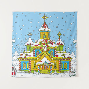 Weihnachtsmann,Claus,Haus,Winter,Frost,gr Wandteppich