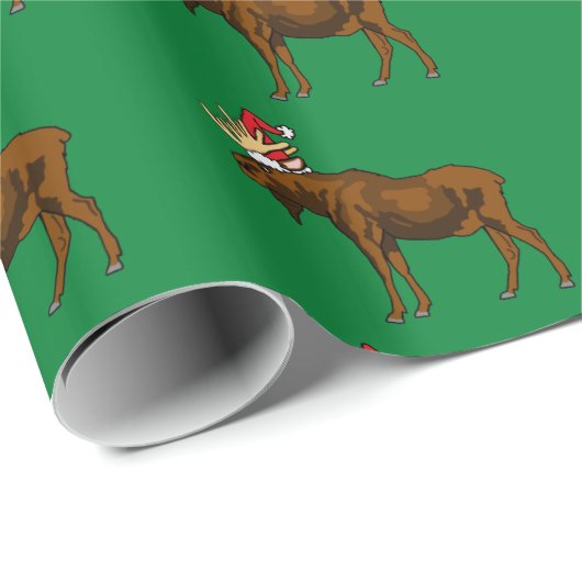 Weihnachtsmann-Claus Moose Wrapping Paper Geschenkpapier (Rolleneckpunkt)