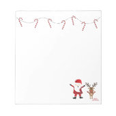 Weihnachtsmann Claus Reindeer Candy Canes Notizblock (Vorderseite)