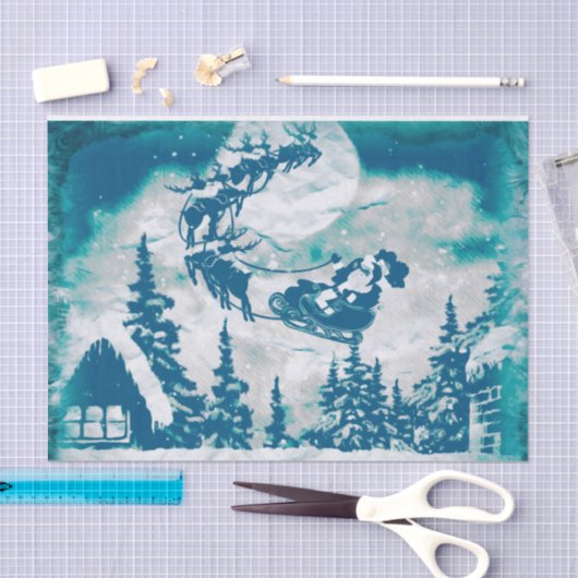 Weihnachtsmann-Claus Reindeer-Landschaft Seidenpapier (Handwerk)