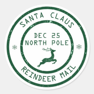 Weihnachtsmann-Claus-Reindeer-Mail-Aufkleber Runder Aufkleber