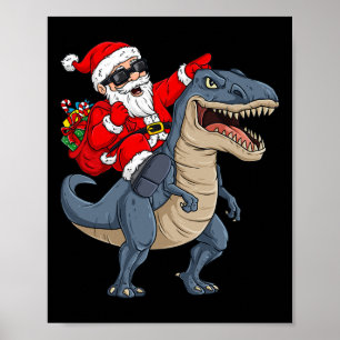 Weihnachtsmann Claus Riding Dinosaur T Rex Boys K Poster