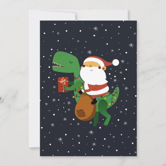 Weihnachtsmann-Claus T-rex Dinosaur Sleigh Feiertagskarte (Vorderseite)