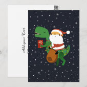 Weihnachtsmann-Claus T-rex Dinosaur Sleigh Feiertagskarte (Vorne/Hinten)