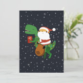 Weihnachtsmann-Claus T-rex Dinosaur Sleigh Feiertagskarte (Stehend Vorderseite)