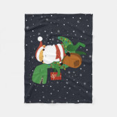 Weihnachtsmann-Claus T-rex Dinosaur Sleigh Fleecedecke (Vorderseite)