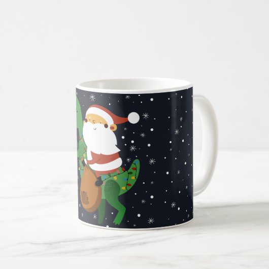 Weihnachtsmann-Claus T-rex Dinosaur Sleigh Kaffeetasse (VorderseiteRechts)