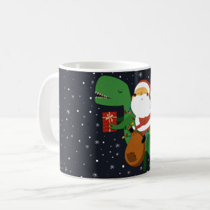 Weihnachtsmann-Claus T-rex Dinosaur Sleigh Kaffeetasse