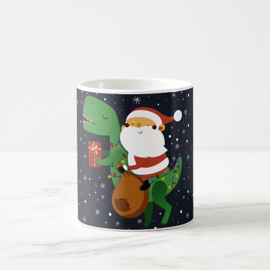 Weihnachtsmann-Claus T-rex Dinosaur Sleigh Kaffeetasse (Mittel)