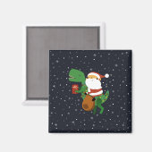 Weihnachtsmann-Claus T-rex Dinosaur Sleigh Magnet (Vorderseite/Rückseite)